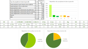 Inventaire lidar : statistiques pour une parcelle. FORESTYS